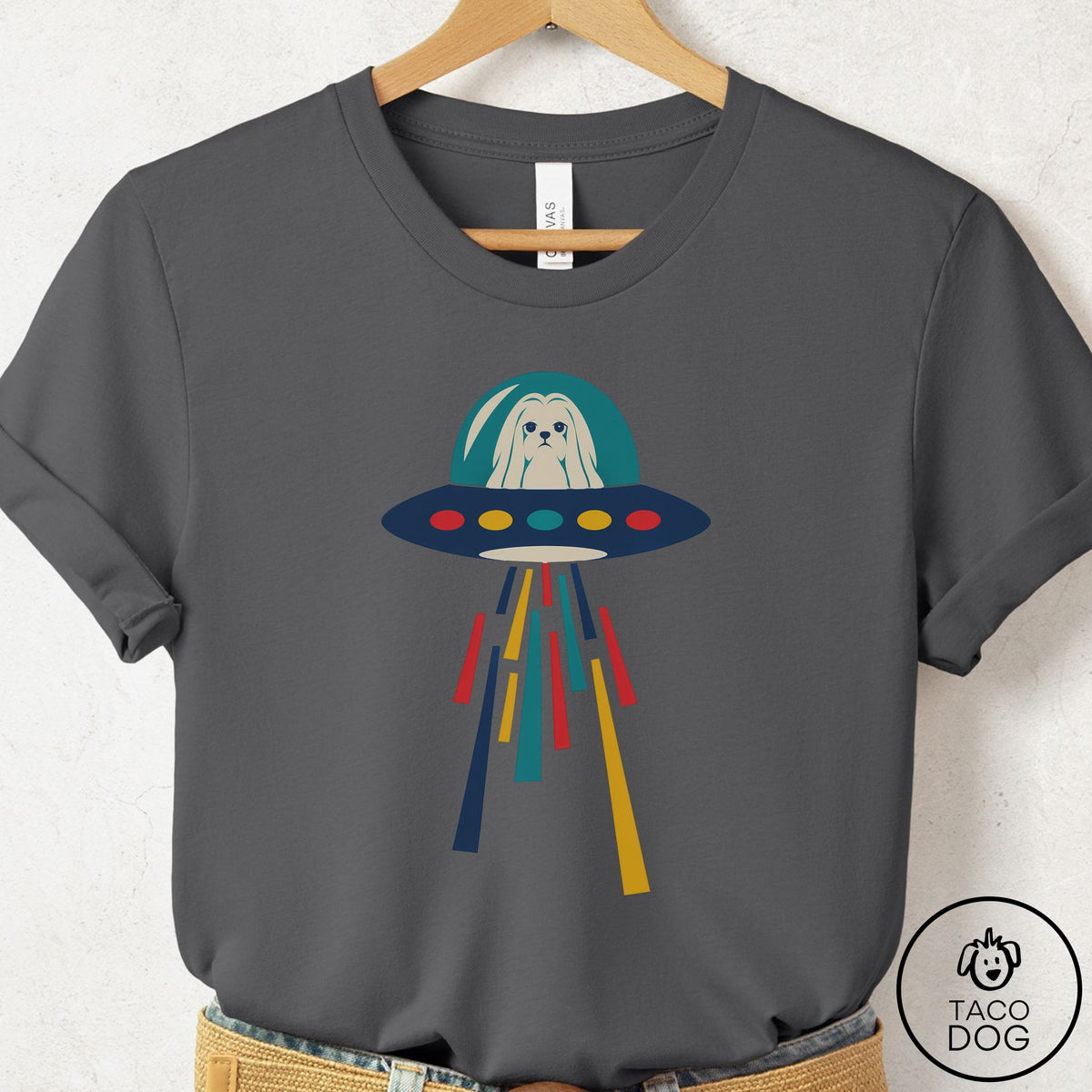 Maltese UFO Joyride T-Shirt Asphalt Taco-Dog