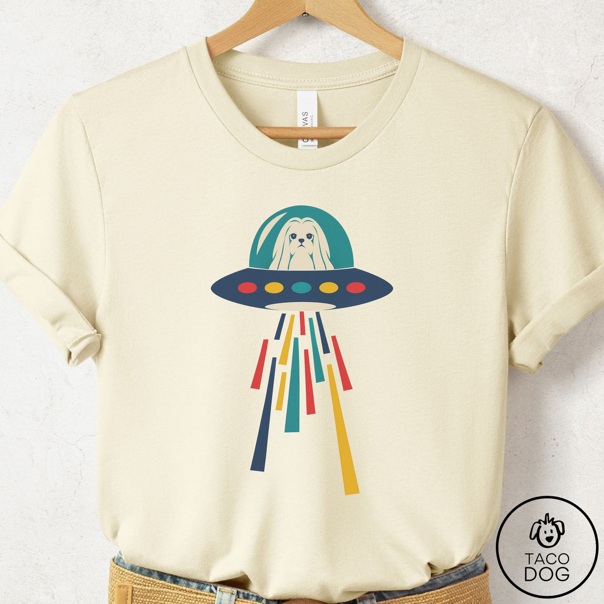 Maltese UFO Joyride T-Shirt Natural Taco-Dog