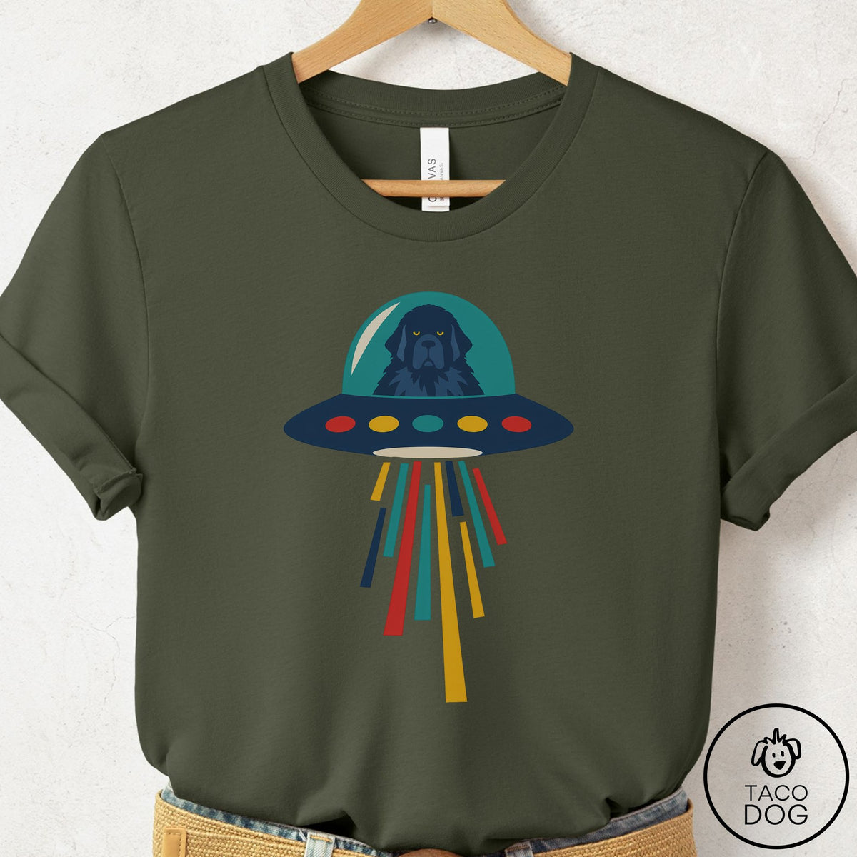 Newfoundland UFO Joyride T-Shirt Military Green Taco-Dog