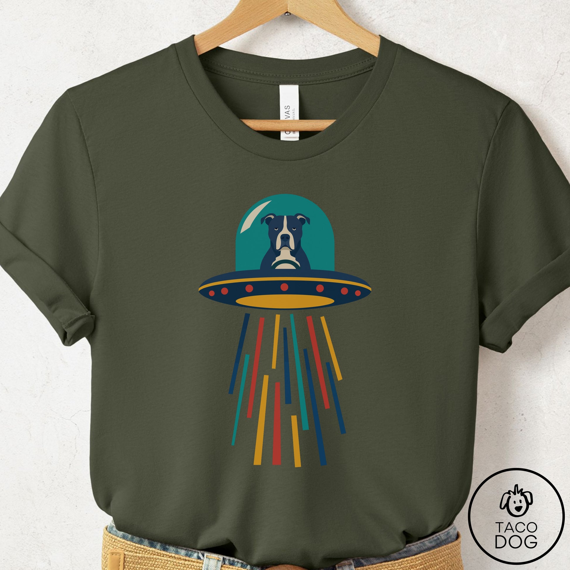 Pitbull UFO Joyride T-Shirt Military Green Taco-Dog