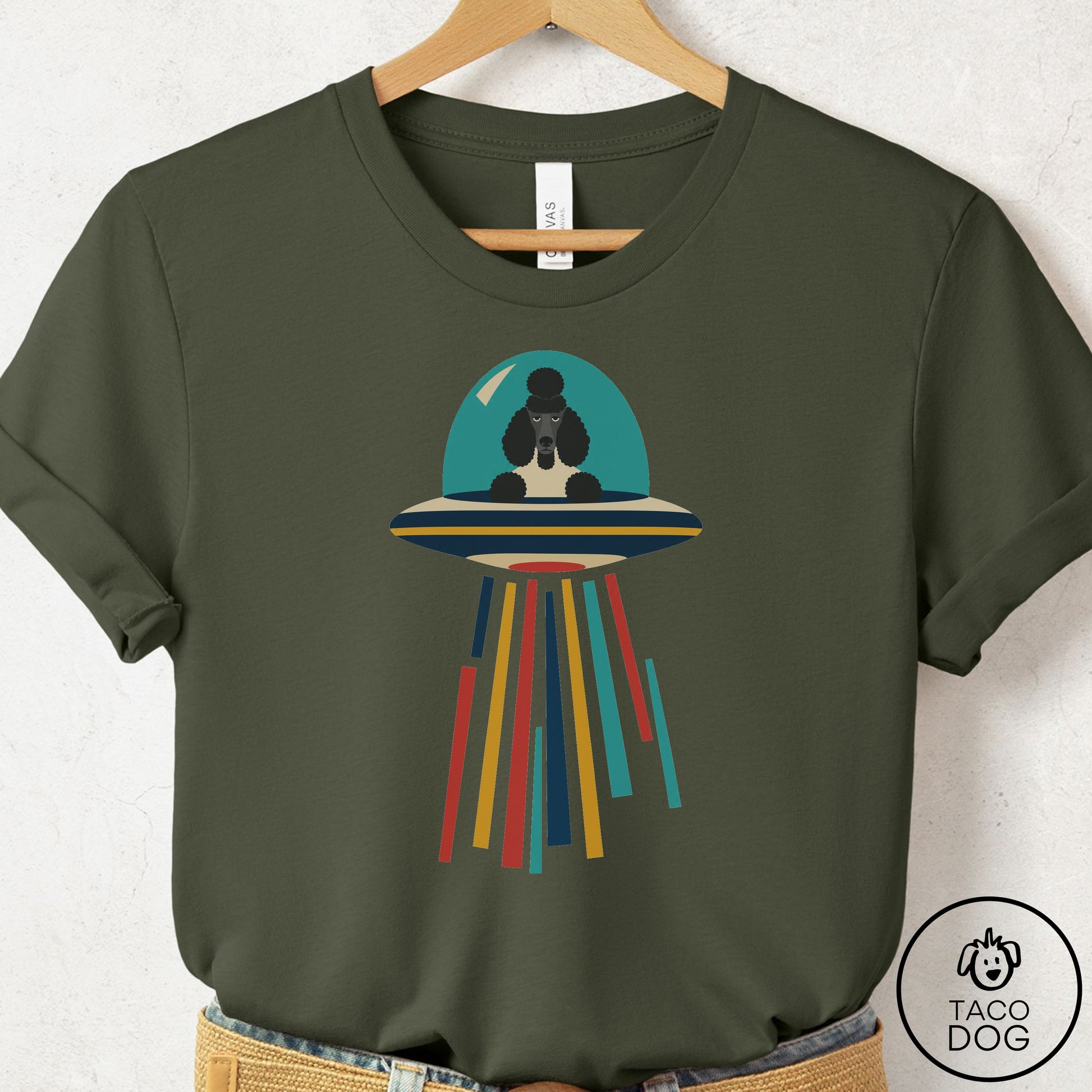 Poodle UFO Joyride T-Shirt Military Green Taco-Dog