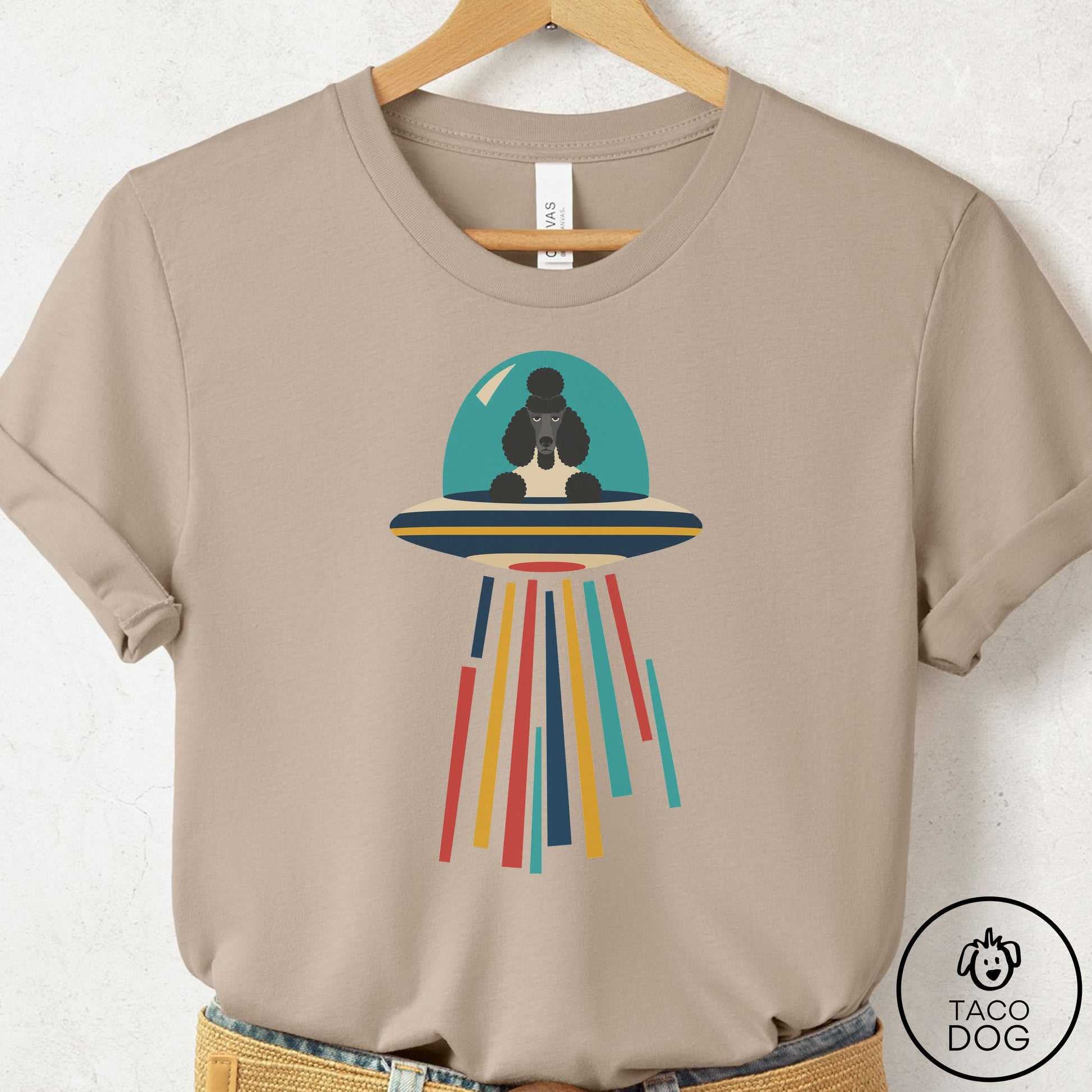 Poodle UFO Joyride T-Shirt Tan Taco-Dog