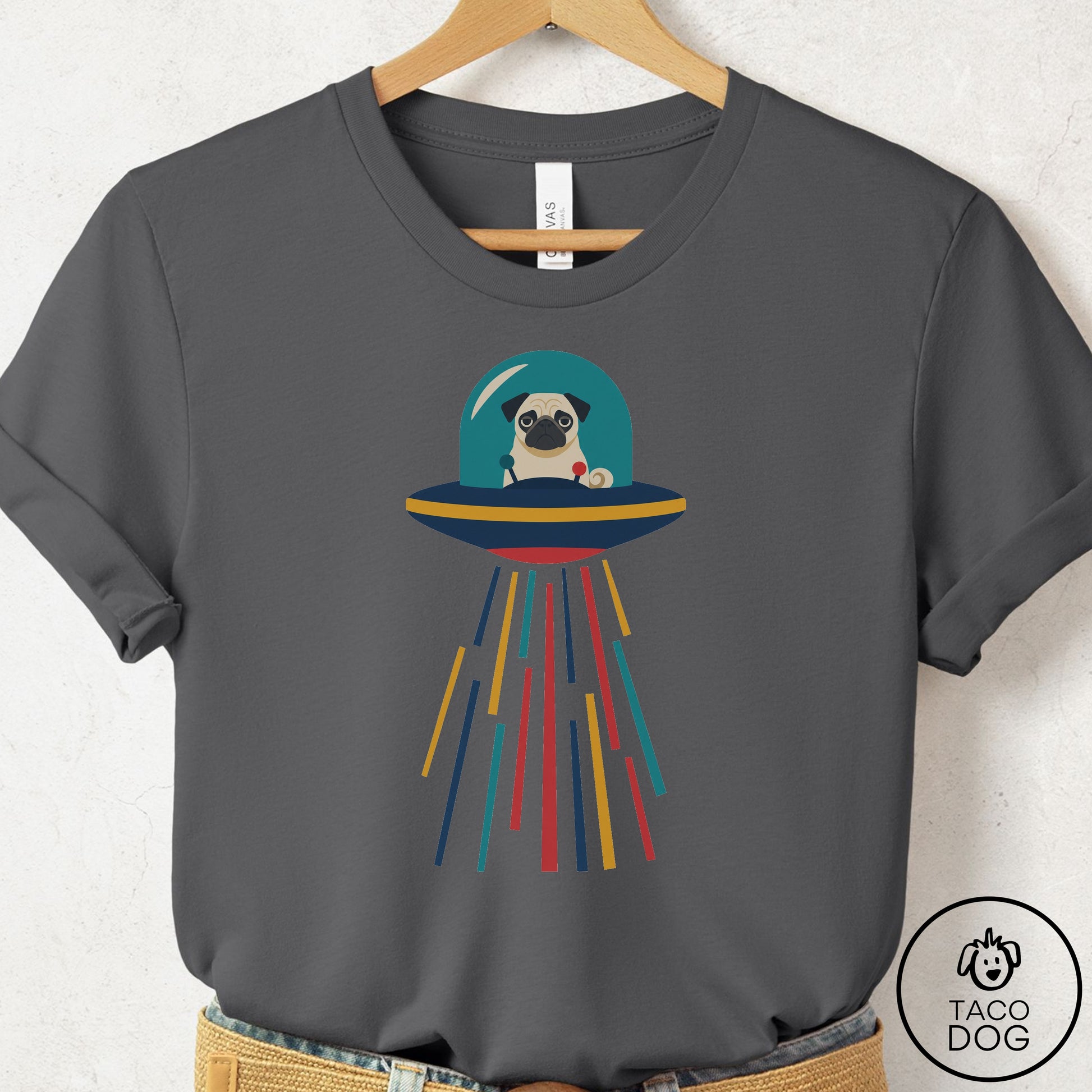 Pug UFO Joyride T-Shirt Asphalt Taco-Dog