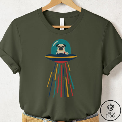 Pug UFO Joyride T-Shirt Military Green Taco-Dog