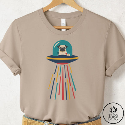 Pug UFO Joyride T-Shirt Tan Taco-Dog