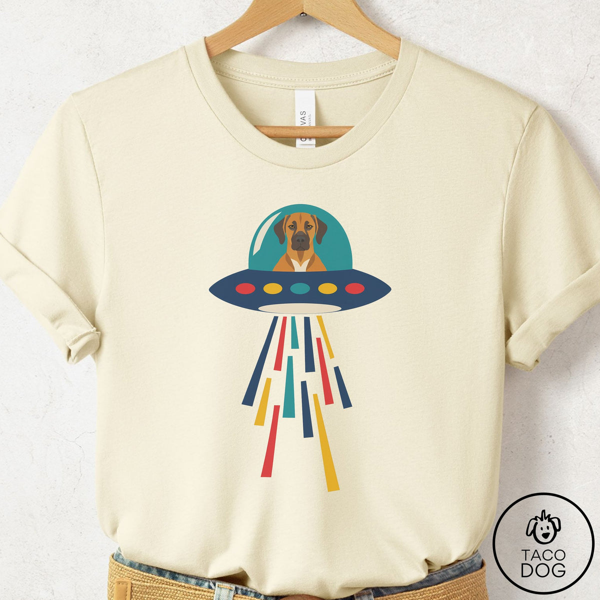 Rhodesian Ridgeback UFO Joyride T-Shirt Natural Taco-Dog
