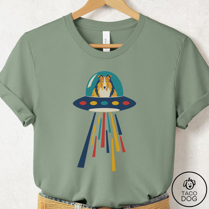 Rough Collie UFO Joyride T-Shirt Sage Taco-Dog