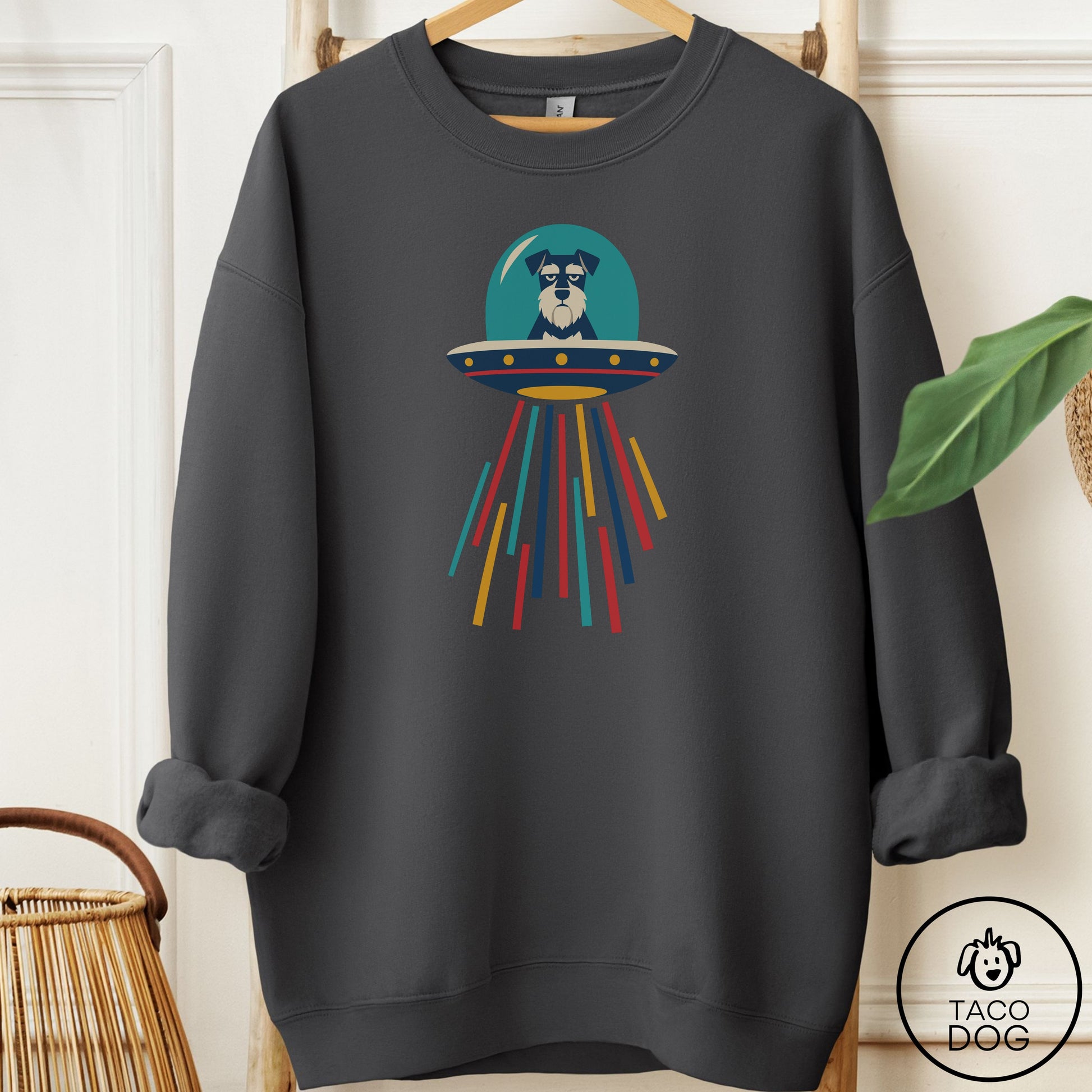 Schnauzer UFO Joyride Sweatshirt Charcoal Taco-Dog