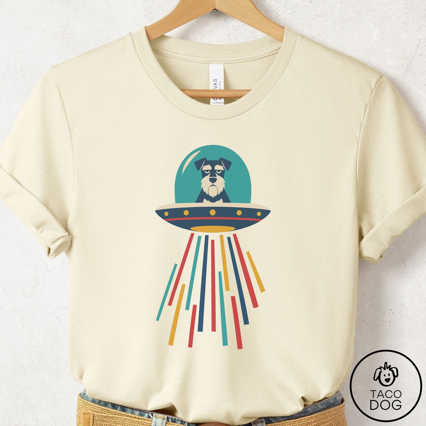 Schnauzer UFO Joyride T-Shirt Natural Taco-Dog