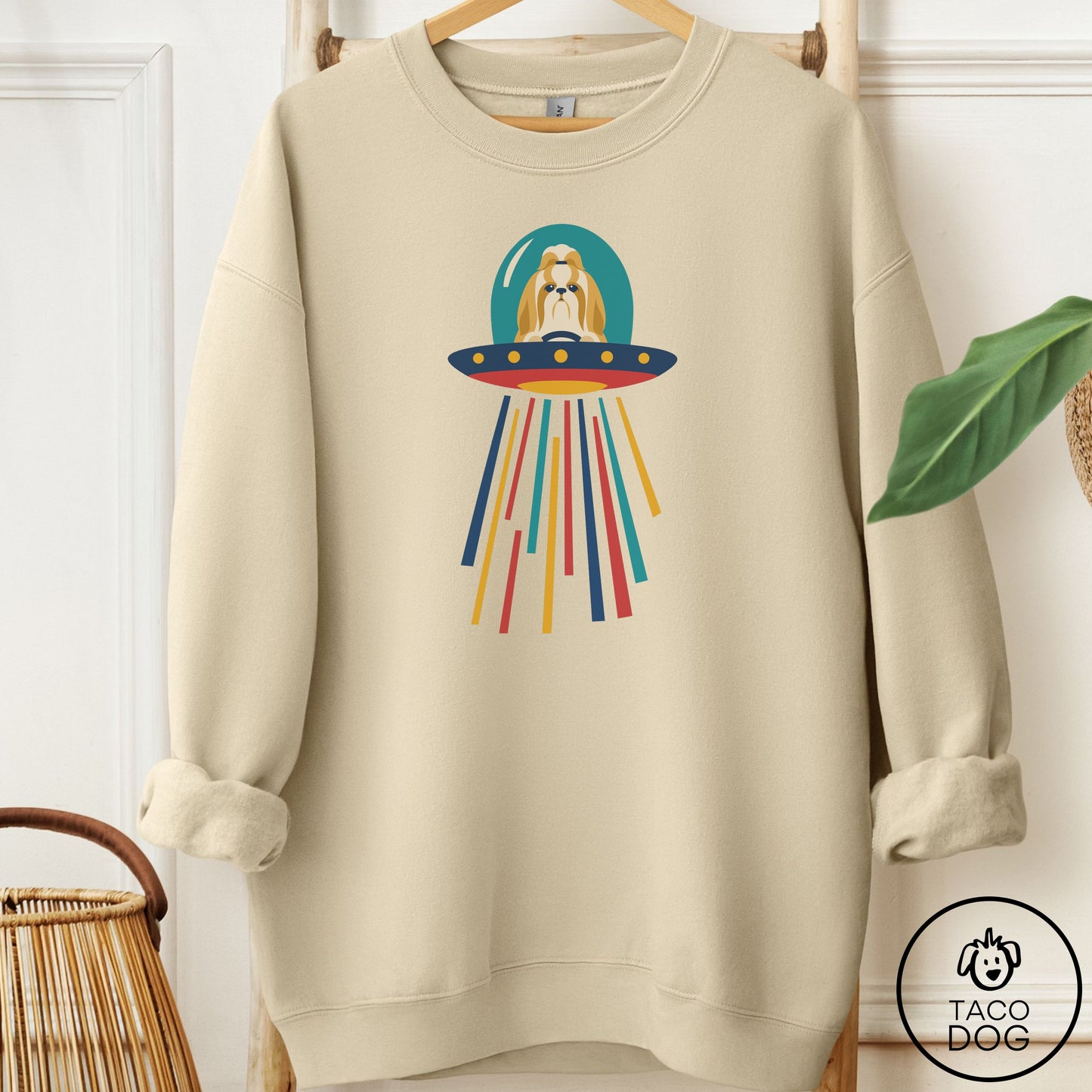 Shih Tzu UFO Joyride Sweatshirt Sand Taco-Dog