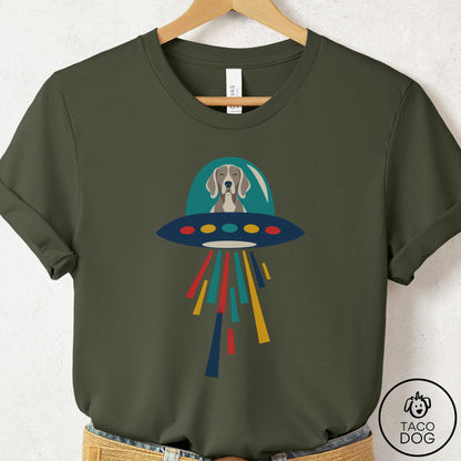 Weimaraner UFO Joyride T-Shirt Military Green Taco-Dog