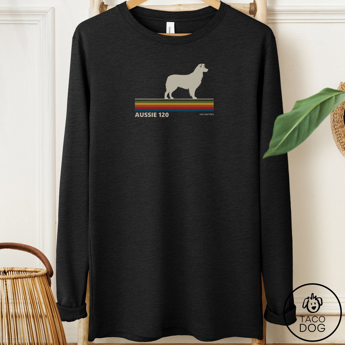 Australian Shepherd VHS Long Sleeve Tee Black Heather Taco-Dog