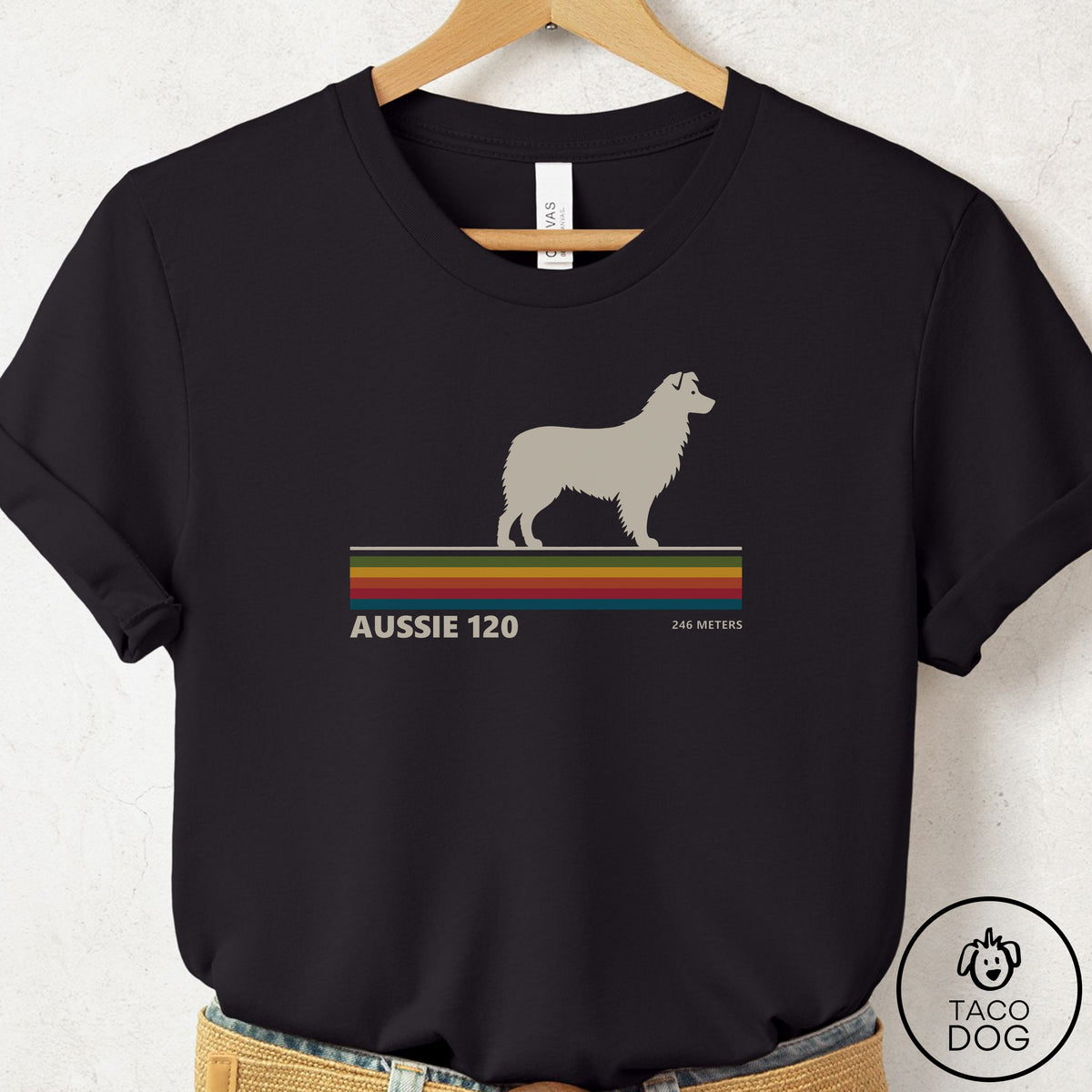 Australian Shepherd VHS T-Shirt Black Taco-Dog