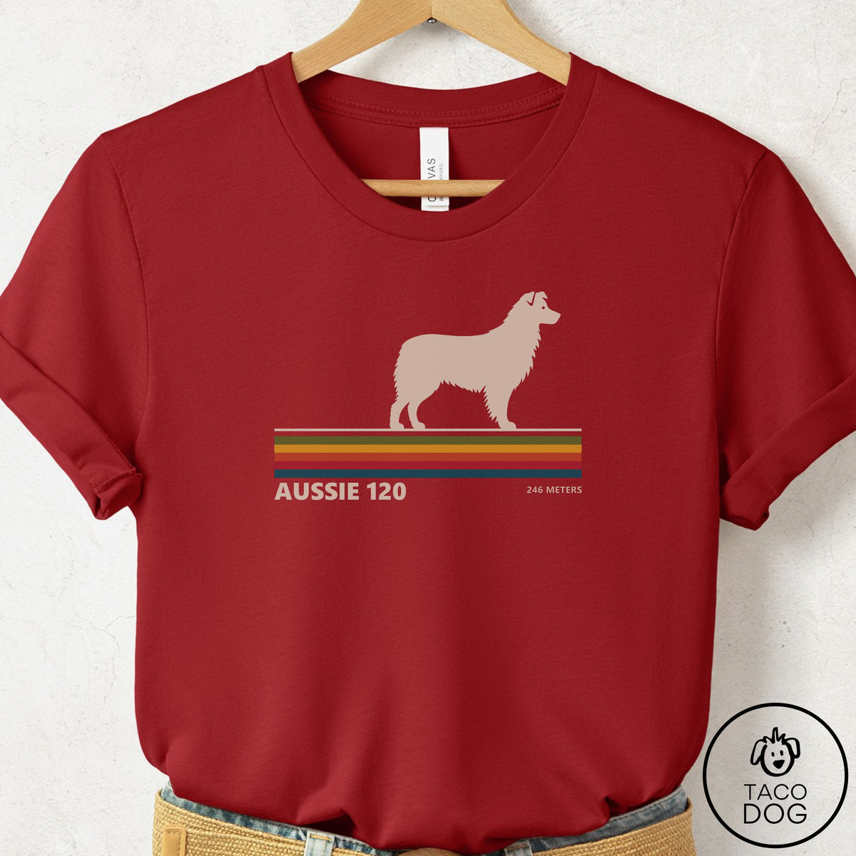 Australian Shepherd VHS T-Shirt Canvas Red Taco-Dog