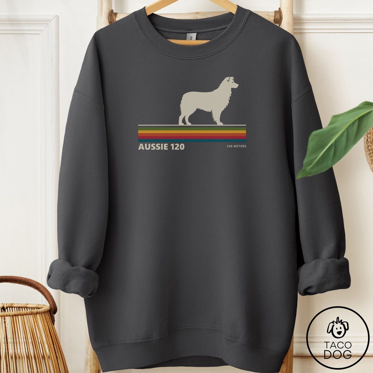 Australian Shepherd VHS Sweatshirt Charcoal Taco-Dog