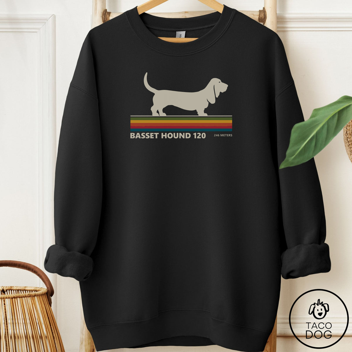 Basset Hound VHS Sweatshirt Black Taco-Dog