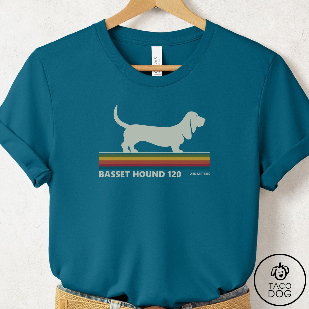 Basset Hound VHS T-Shirt Deep Teal Taco-Dog