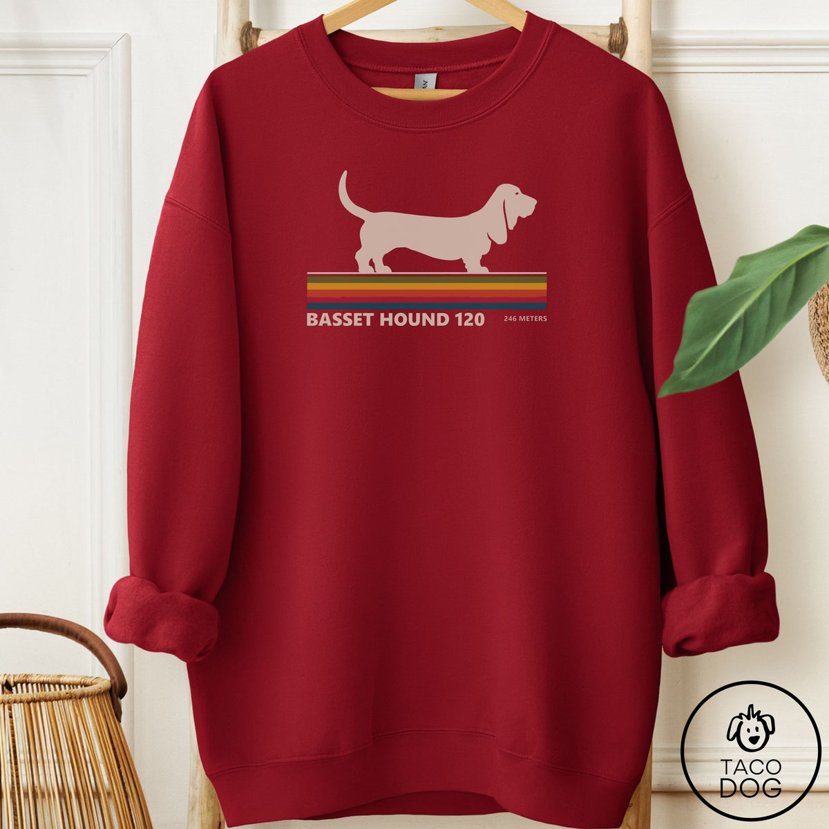 Basset Hound VHS Sweatshirt Garnet Taco-Dog