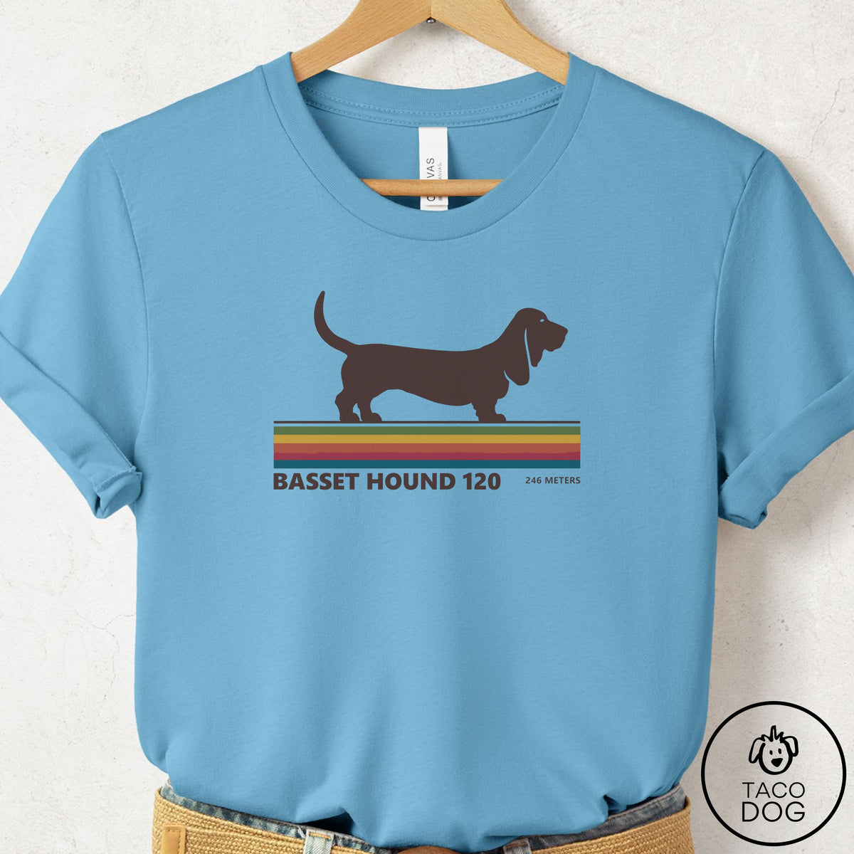 Basset Hound VHS T-Shirt Ocean Blue Taco-Dog