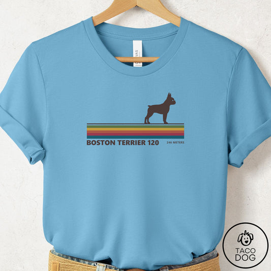 Boston Terrier VHS T-Shirt Ocean Blue Taco-Dog