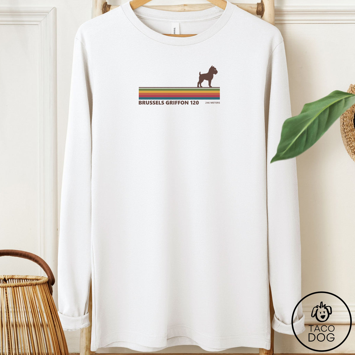 Brussels Griffon VHS Long Sleeve Tee White Taco-Dog