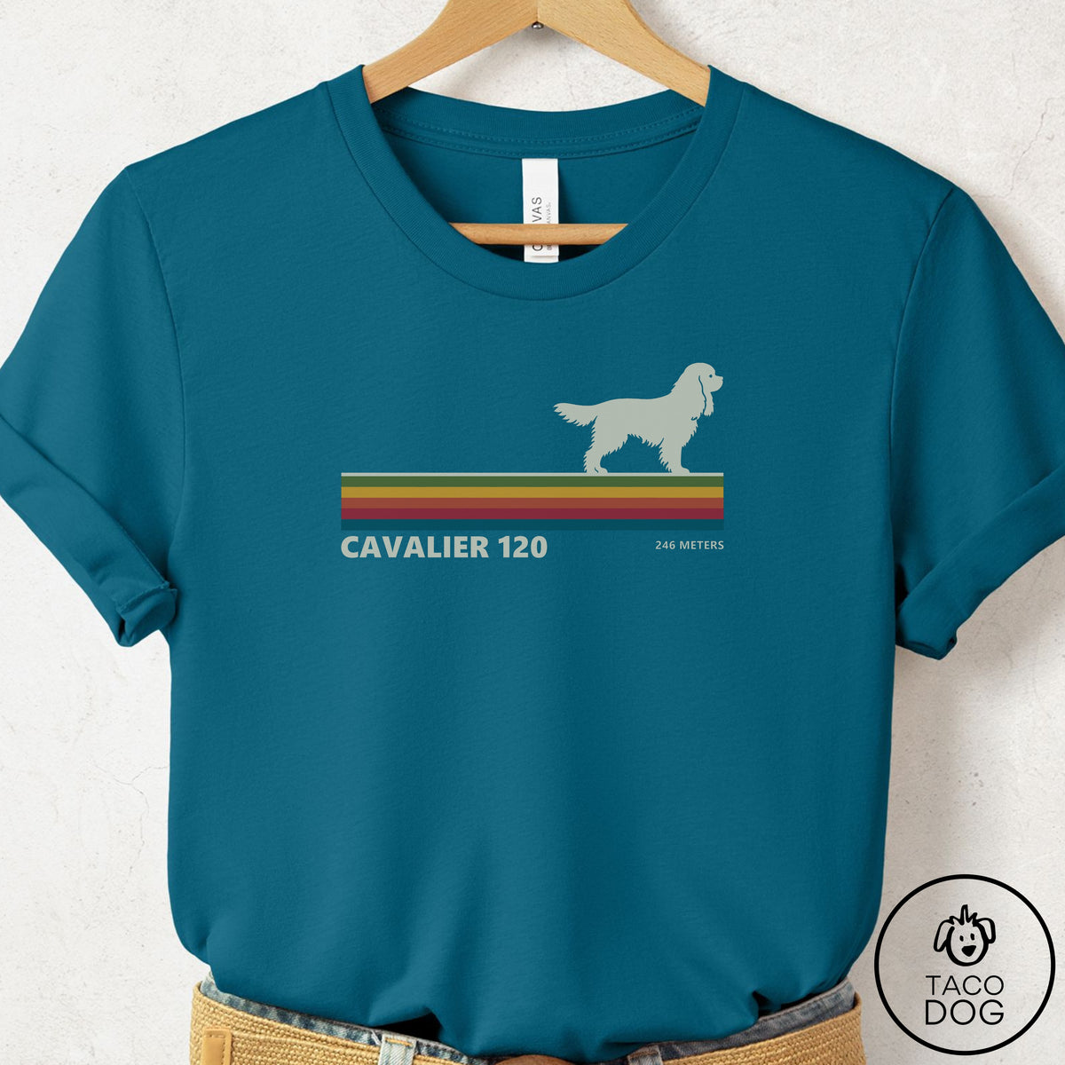 Cavalier King Charles Spaniel VHS T-Shirt Deep Teal Taco-Dog
