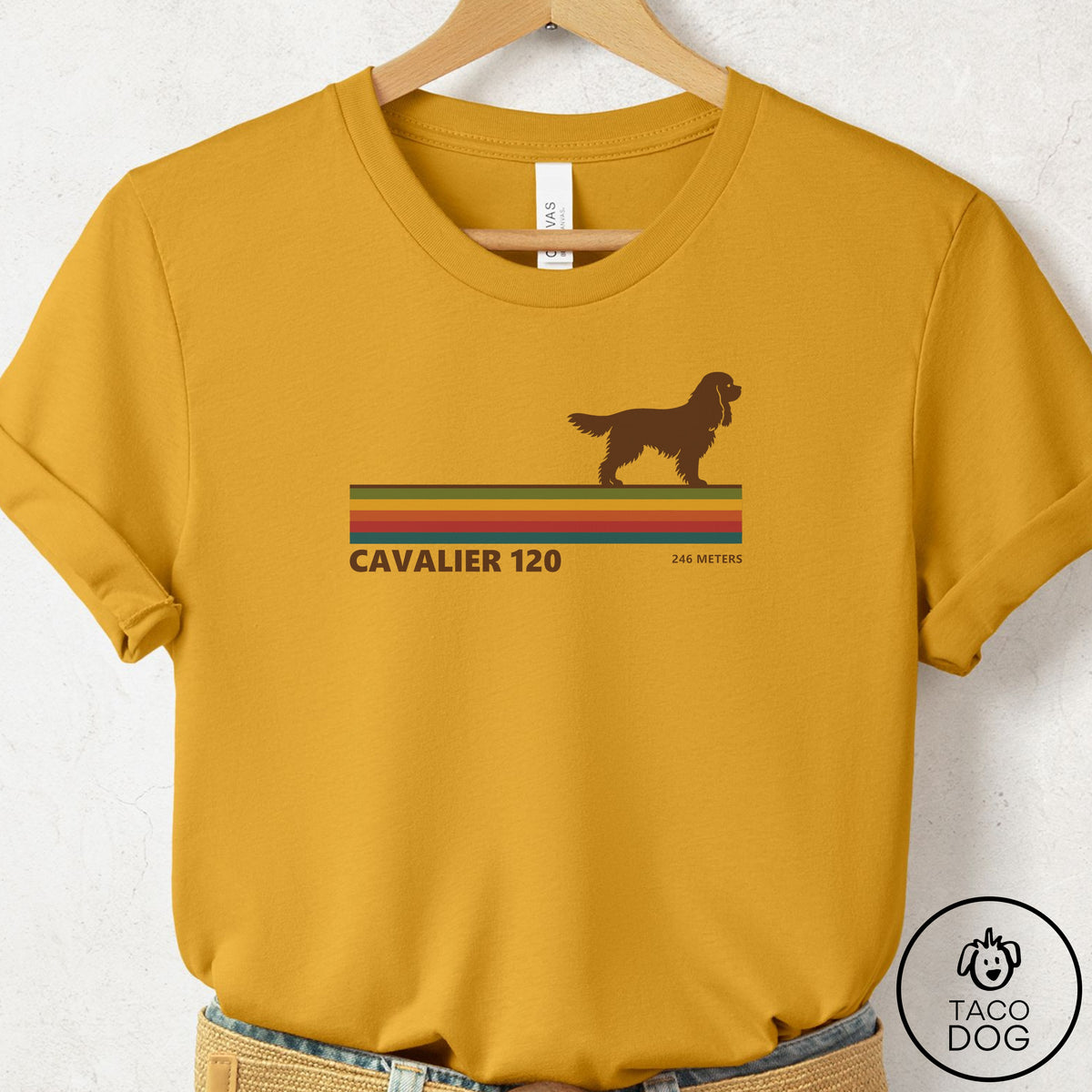 Cavalier King Charles Spaniel VHS T-Shirt Mustard Taco-Dog