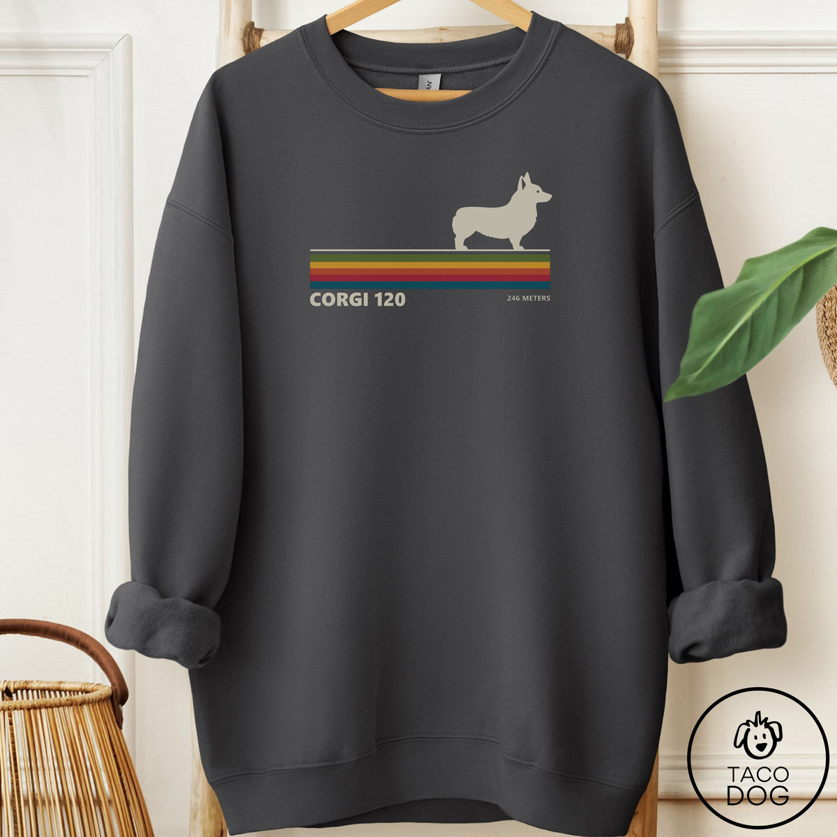 Corgi VHS Sweatshirt Charcoal Taco-Dog