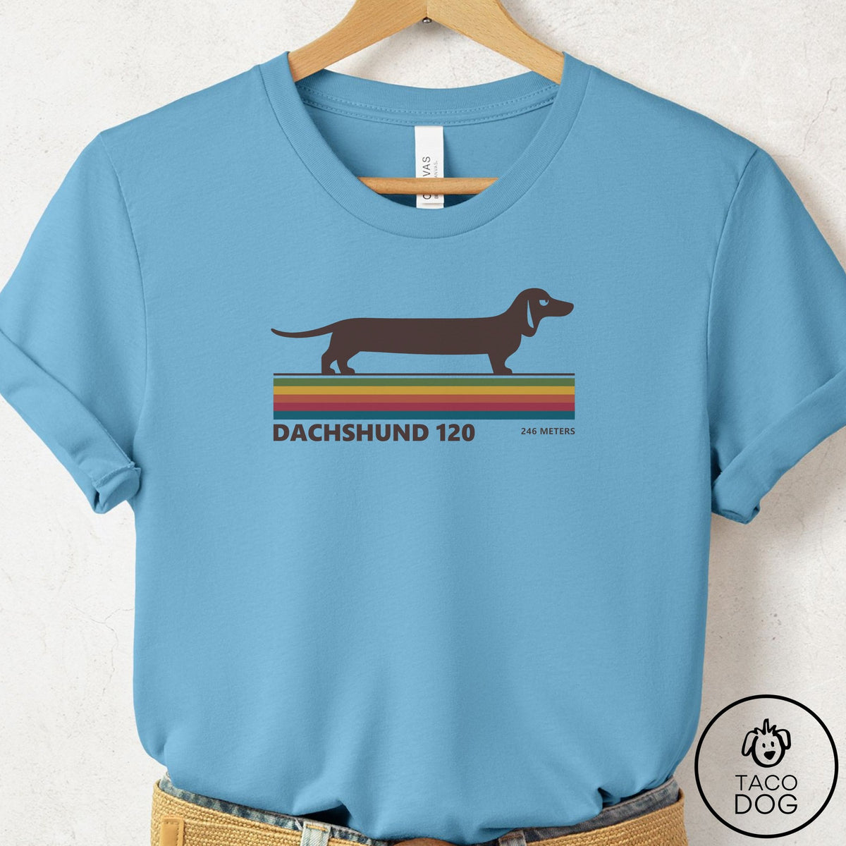 Dachshund VHS T-Shirt Ocean Blue Taco-Dog