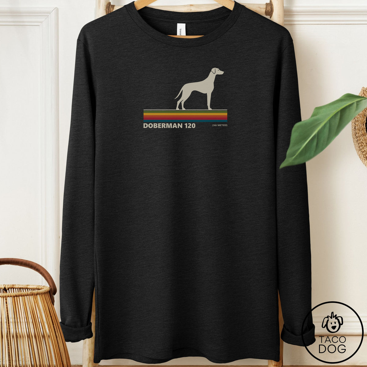 Doberman VHS Long Sleeve Tee Black Heather Taco-Dog