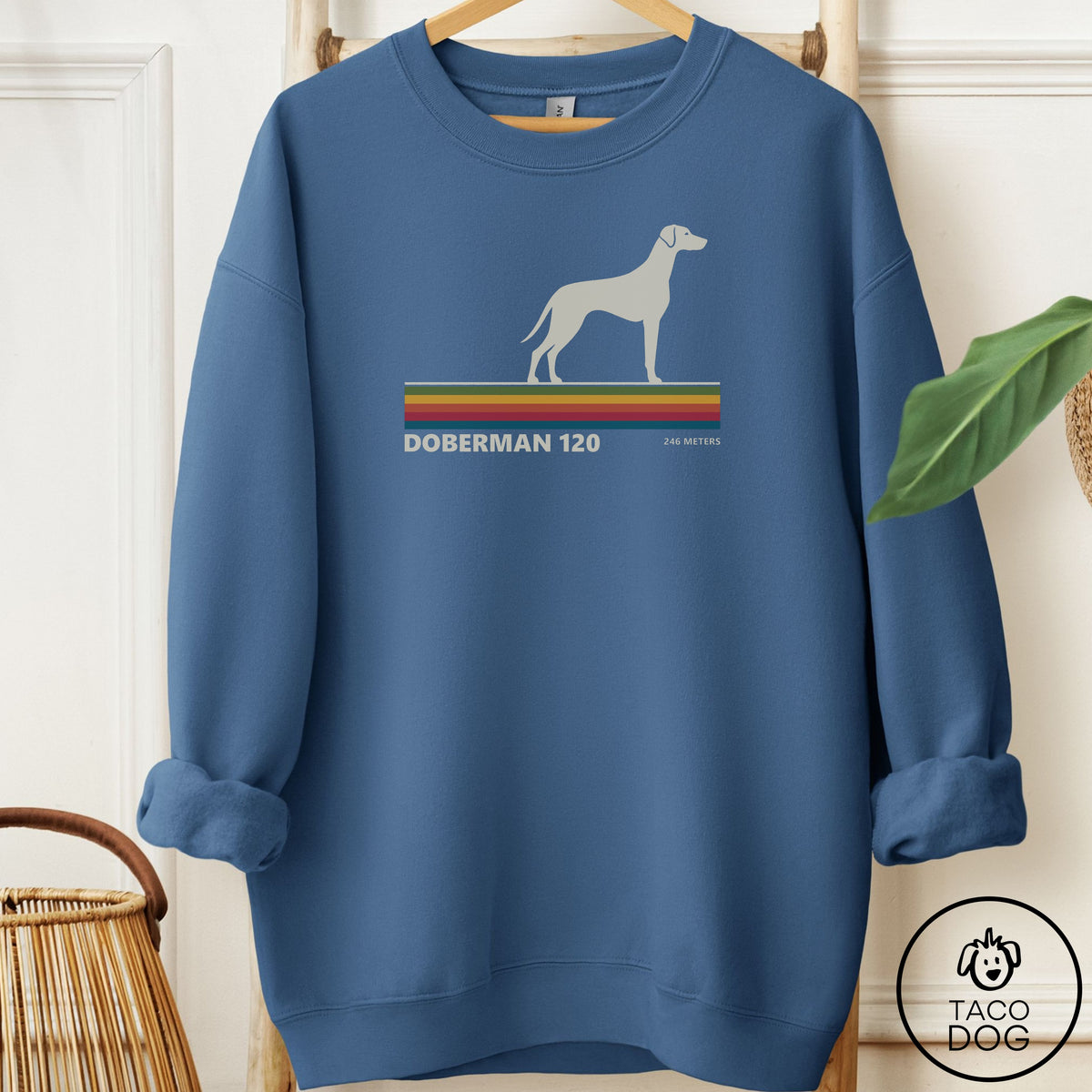 Doberman VHS Sweatshirt Indigo Blue Taco-Dog