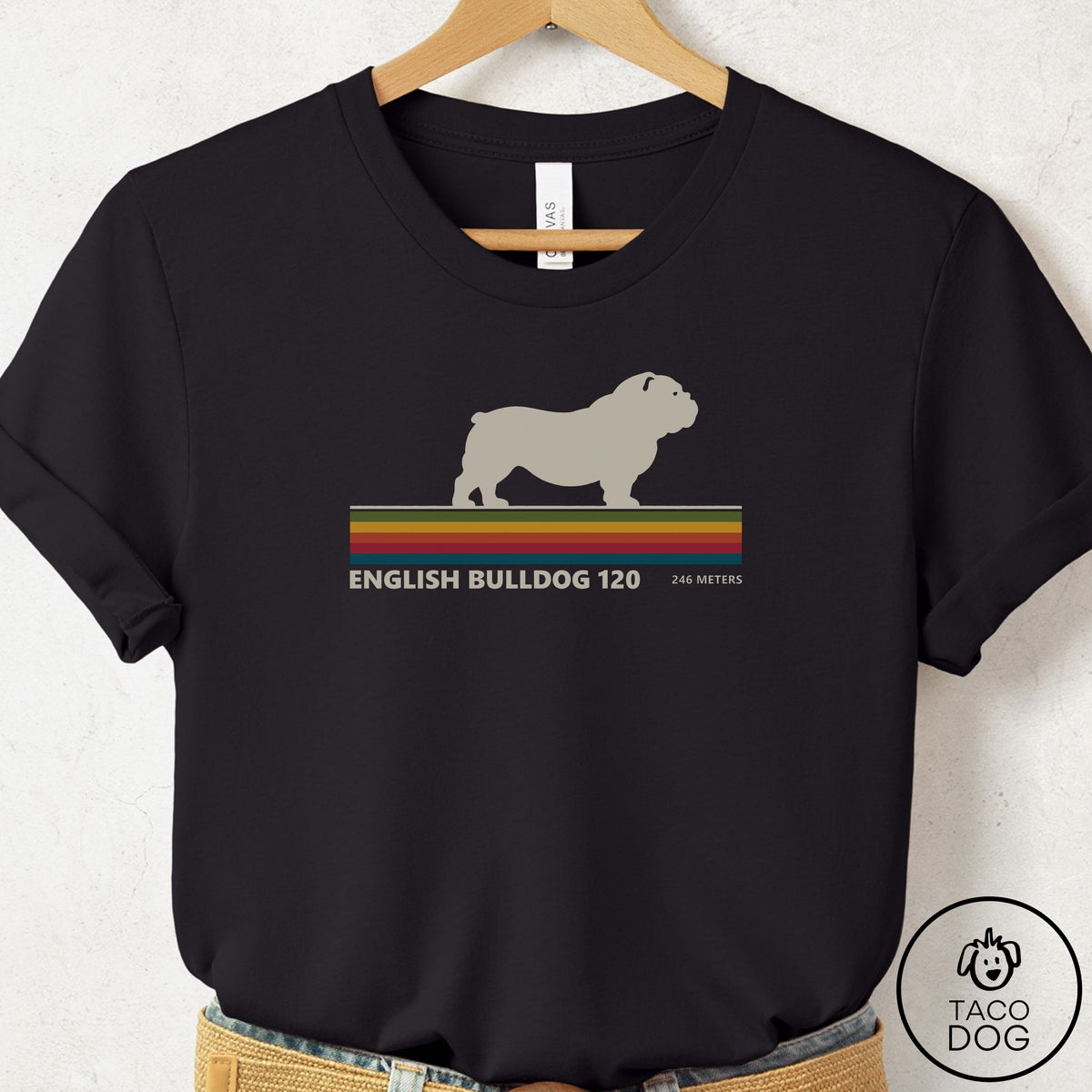 English Bulldog VHS T-Shirt Black Taco-Dog