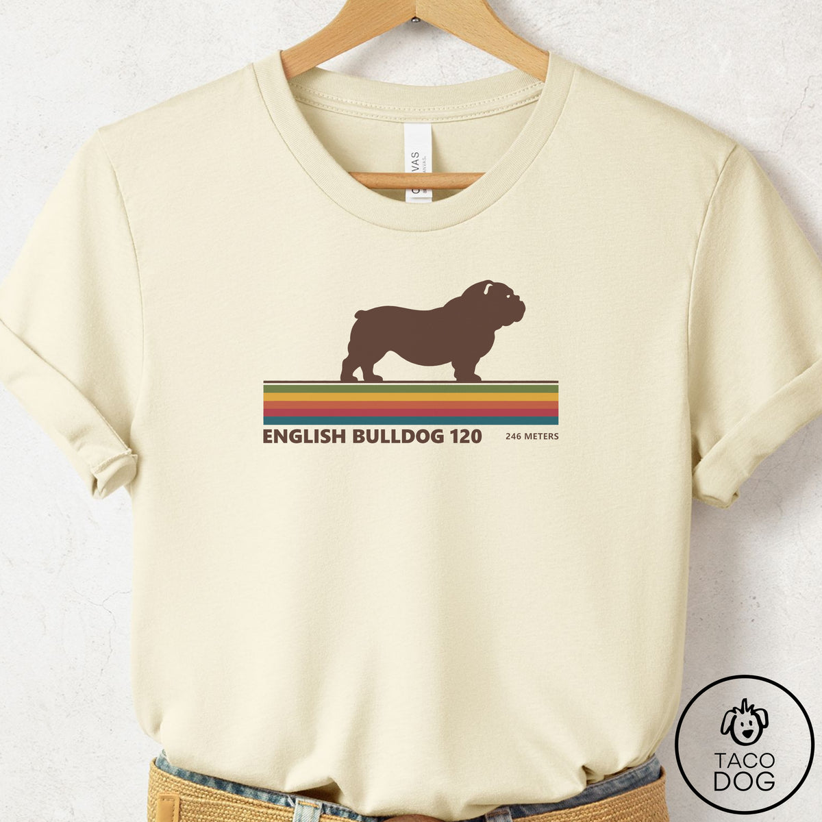 English Bulldog VHS T-Shirt Natural Taco-Dog
