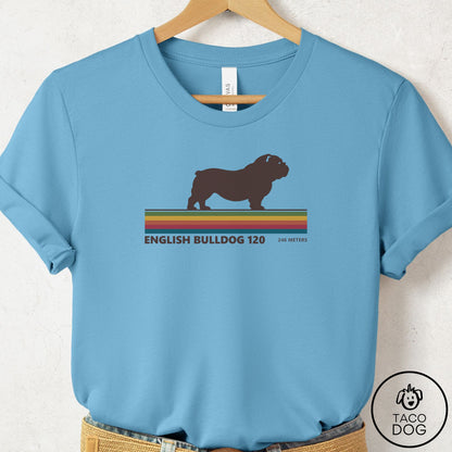 English Bulldog VHS T-Shirt Ocean Blue Taco-Dog
