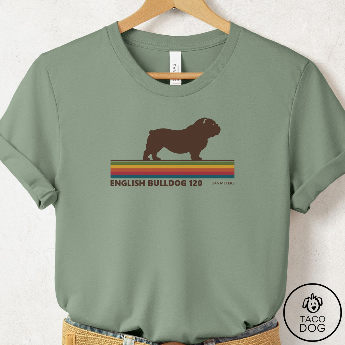 English Bulldog VHS T-Shirt Sage Taco-Dog