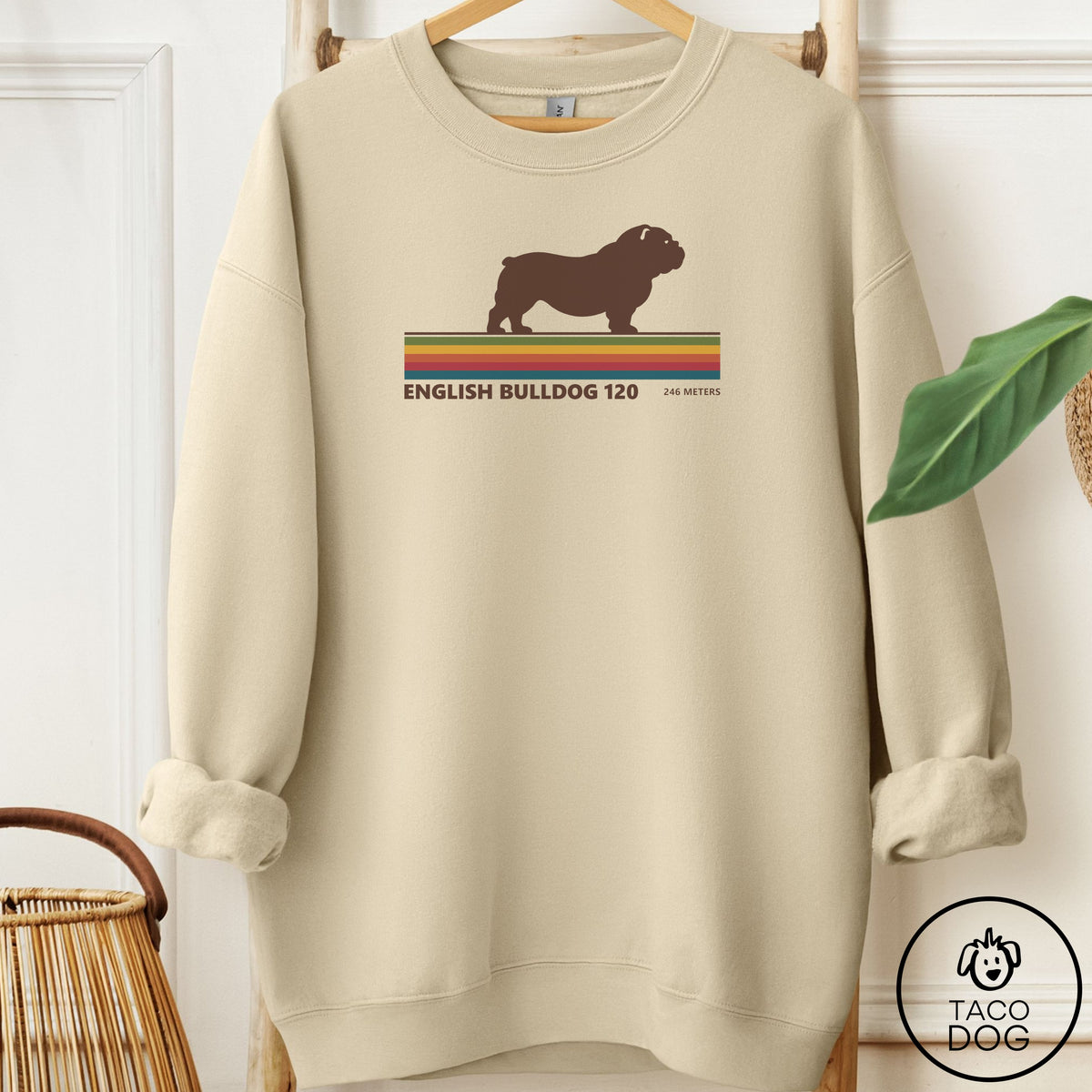 English Bulldog VHS Sweatshirt Sand Taco-Dog