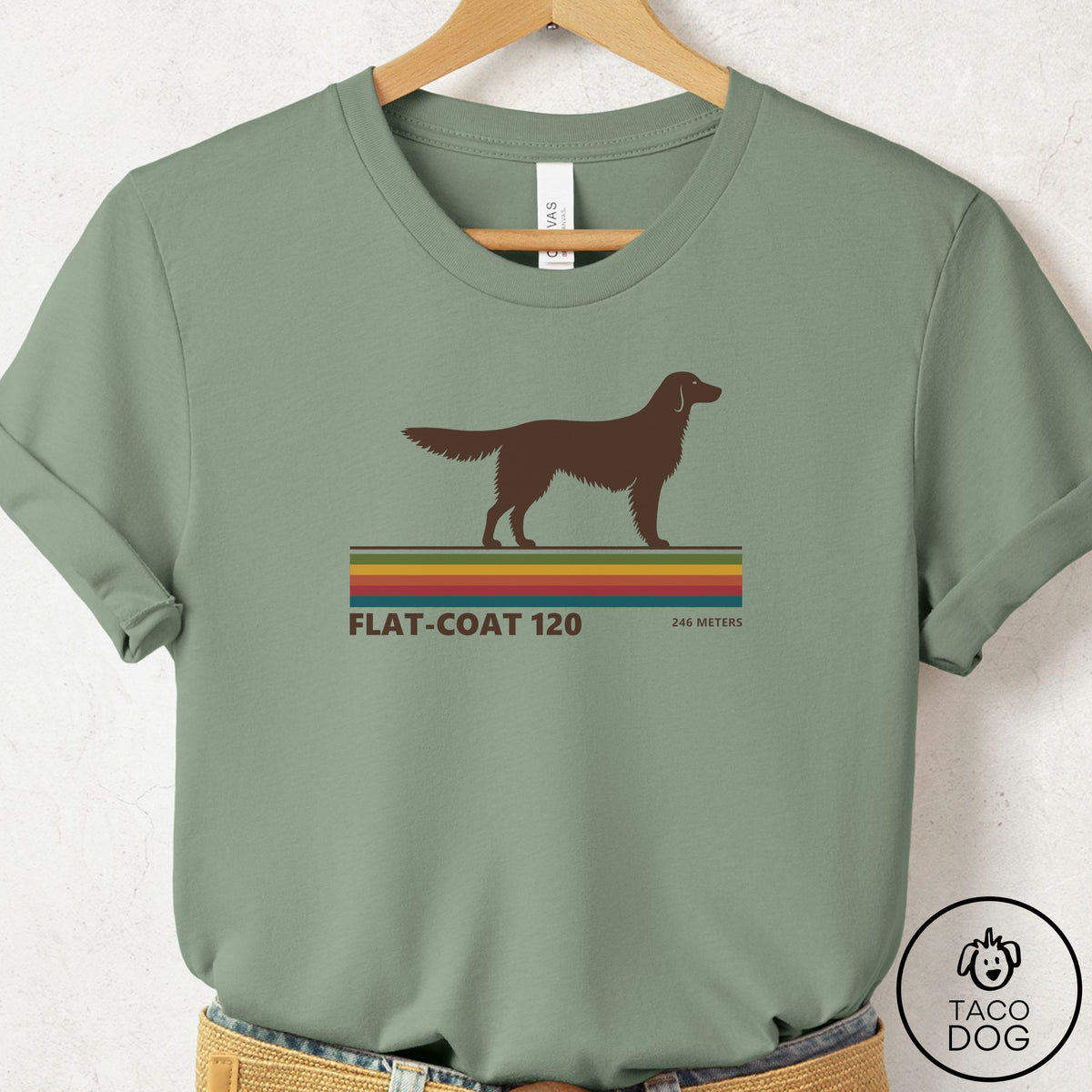 Flat-Coated Retriever VHS T-Shirt Sage Taco-Dog
