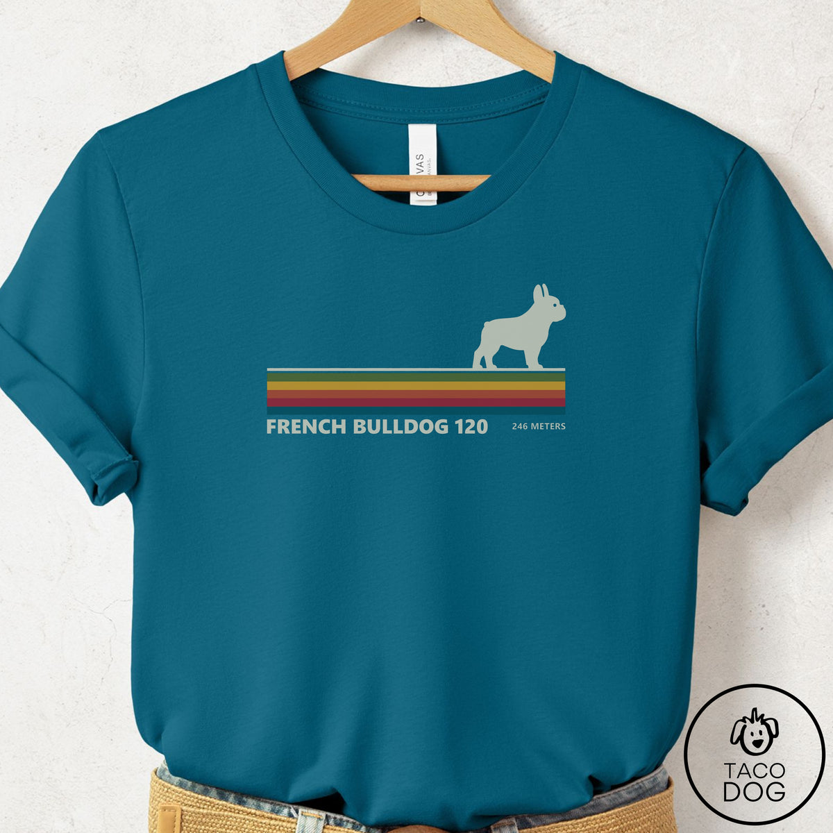 French Bulldog Frenchie VHS T-Shirt Deep Teal Taco-Dog