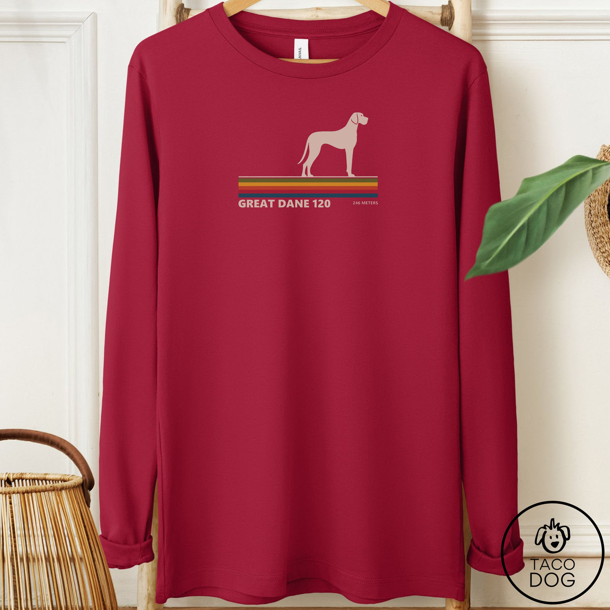 Great Dane VHS Long Sleeve Tee Cardinal Taco-Dog