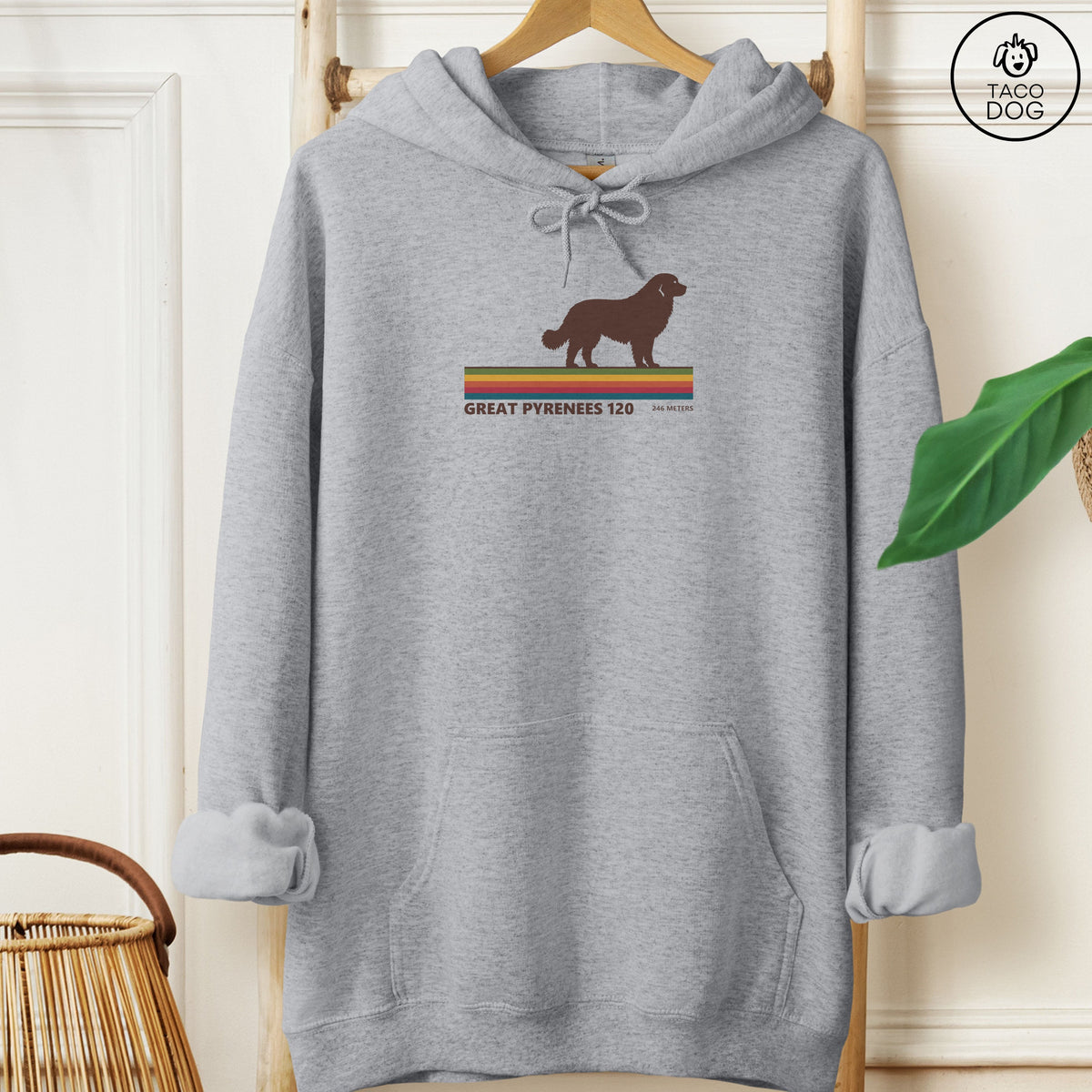 Great Pyrenees VHS Hoodie Graphite Heather Taco-Dog