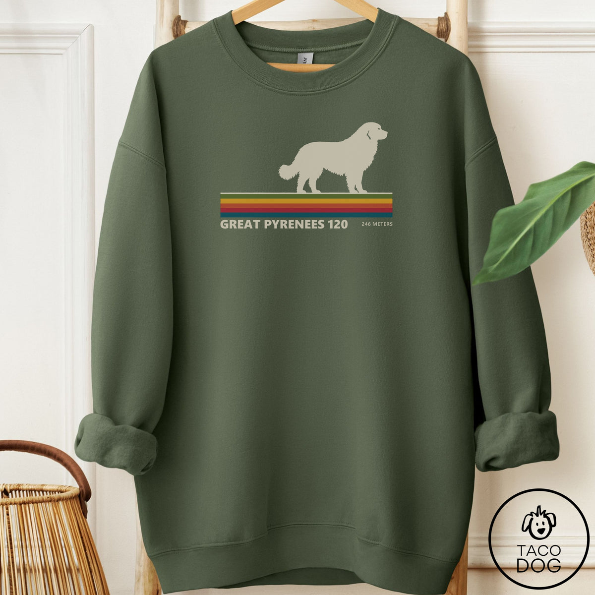 Great Pyrenees VHS Sweatshirt Military Green Taco-Dog