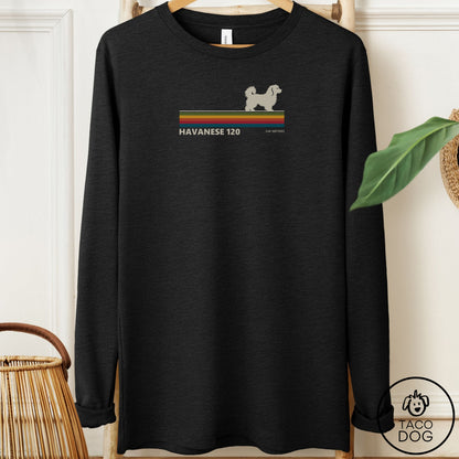 Havanese VHS Long Sleeve Tee Black Heather Taco-Dog