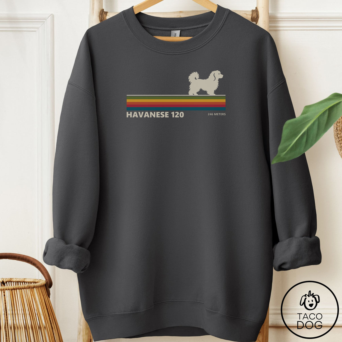 Havanese VHS Sweatshirt Charcoal Taco-Dog