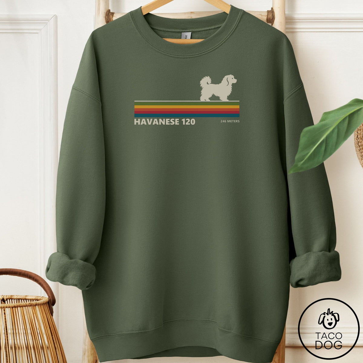 Havanese VHS Sweatshirt Military Green Taco-Dog