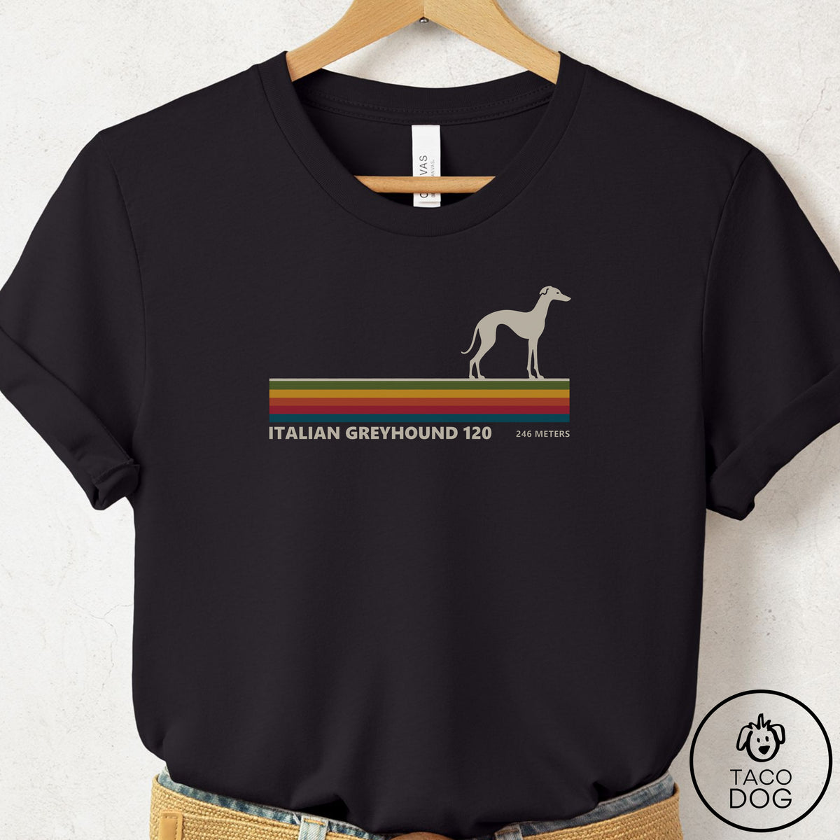 Italian Greyhound Whippet VHS T-Shirt Black Taco-Dog