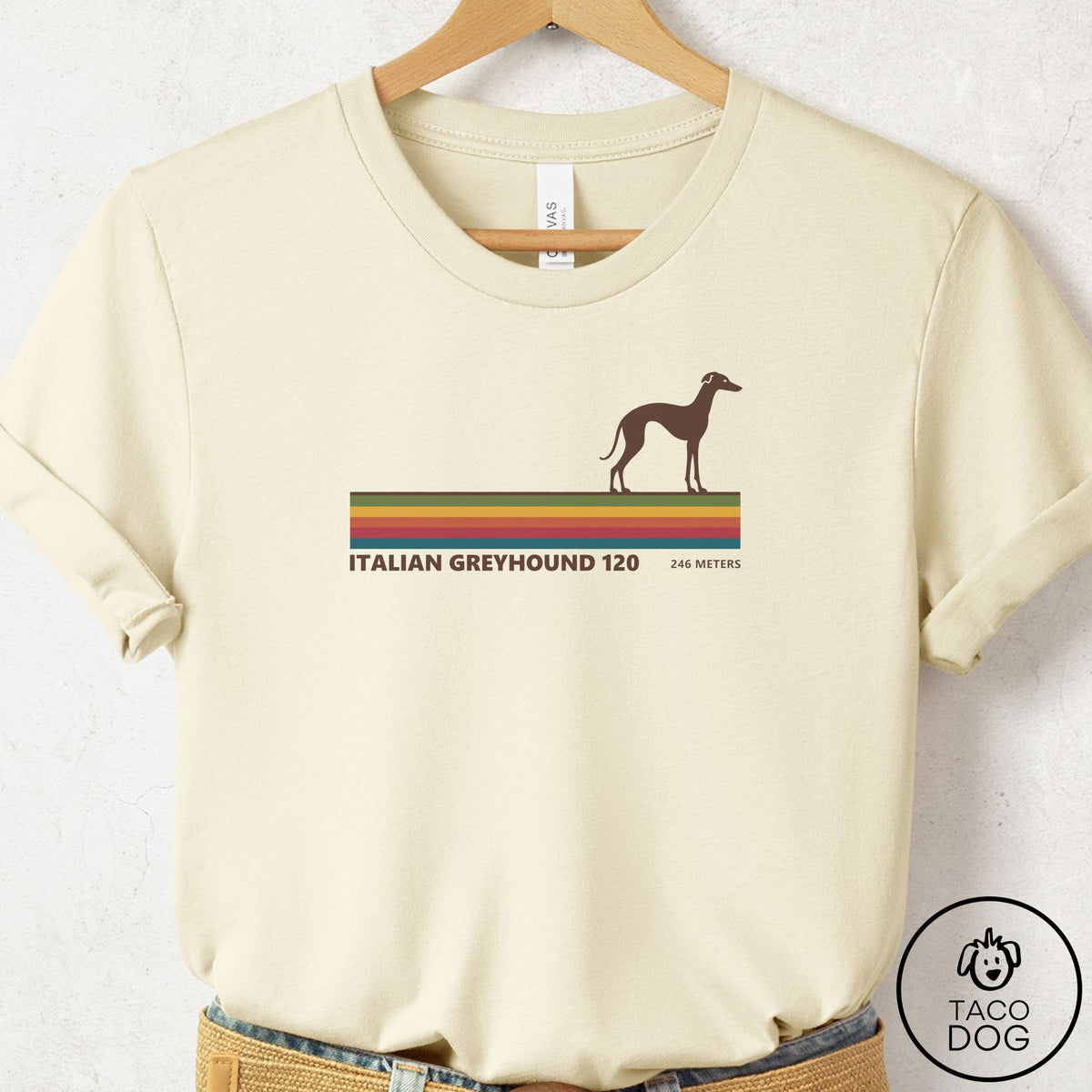 Italian Greyhound Whippet VHS T-Shirt Natural Taco-Dog