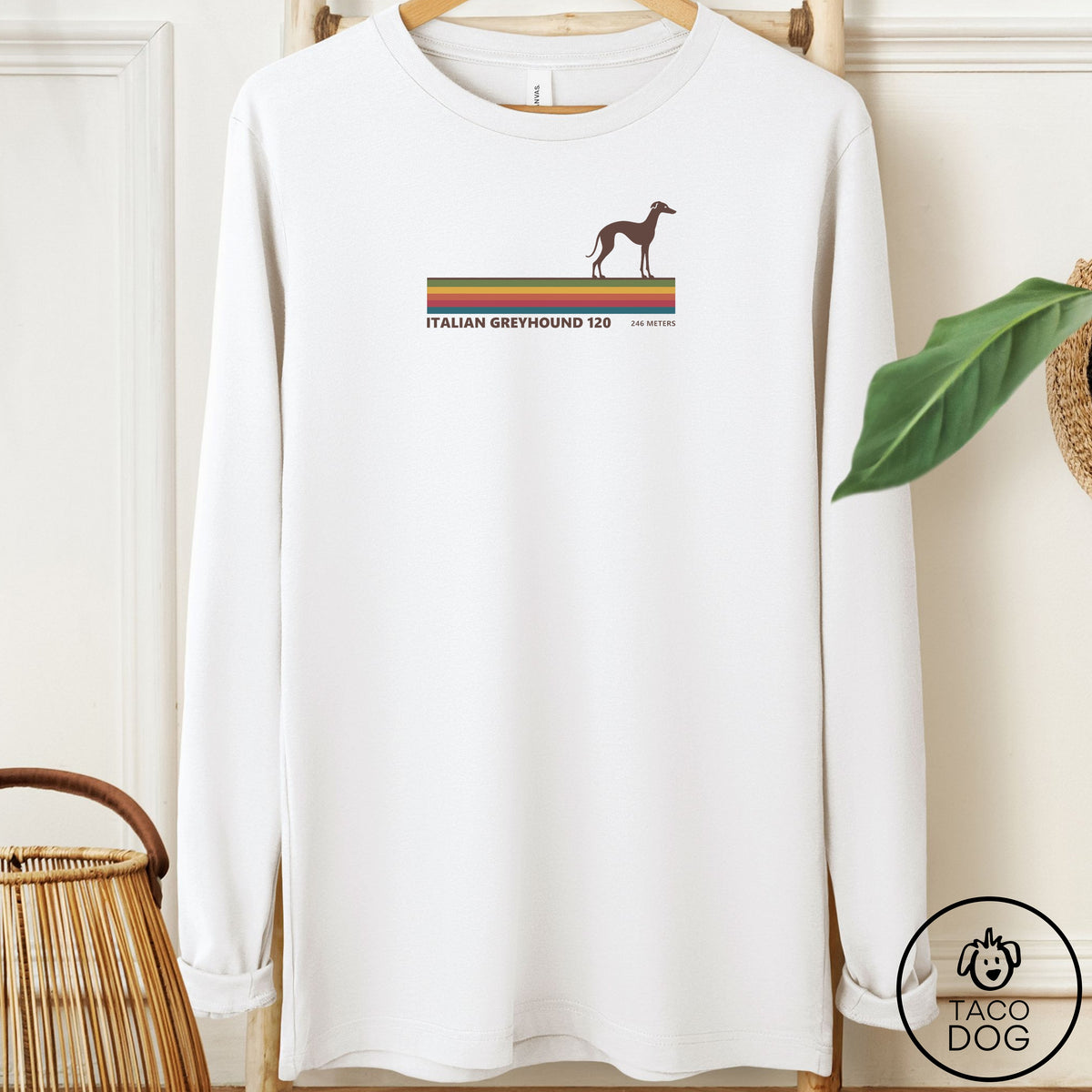 Italian Greyhound Whippet VHS Long Sleeve Tee White Taco-Dog