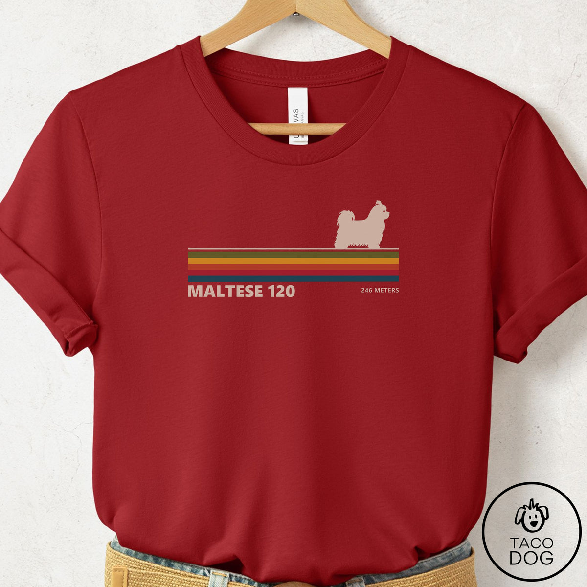 Maltese VHS T-Shirt Canvas Red Taco-Dog