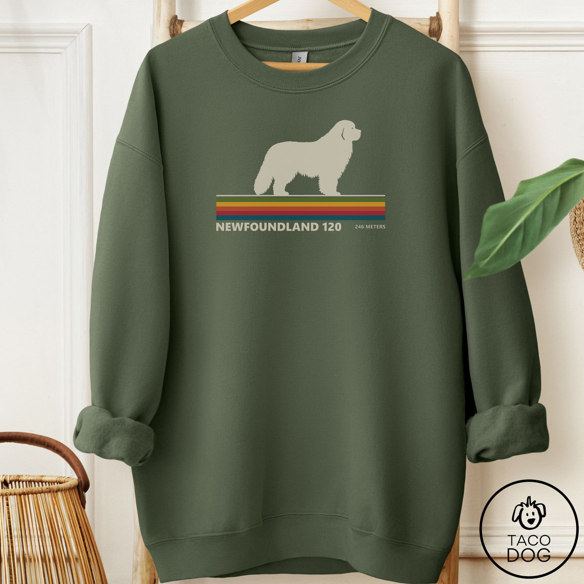 Newfoundland VHS Sweatshirt Military Green Taco-Dog