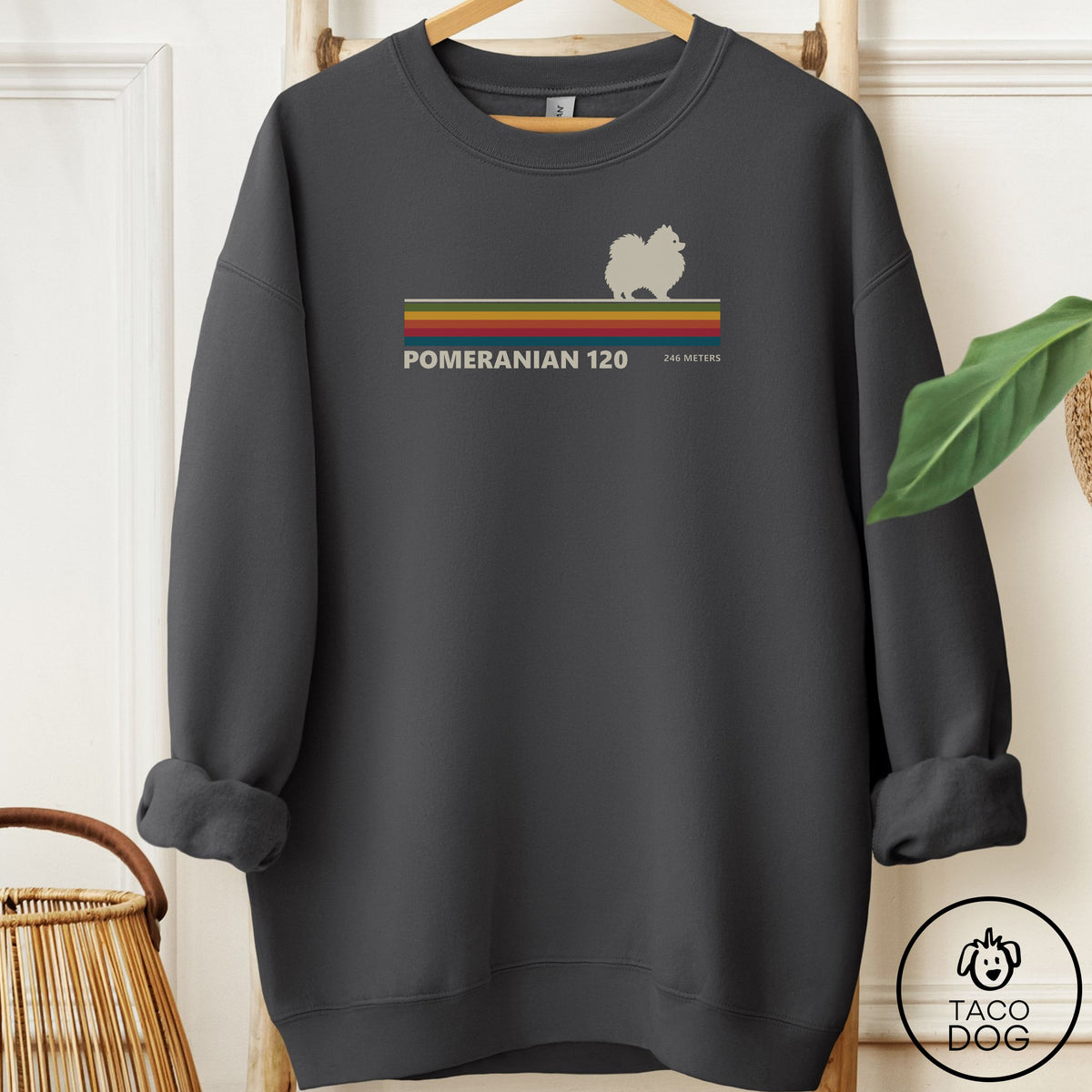 Pomeranian VHS Sweatshirt Charcoal Taco-Dog